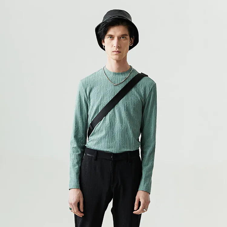 DAVID NAMAN Long Sleeved T Shirt Men's Green-4
