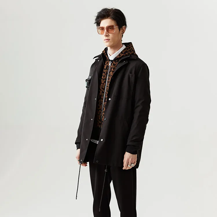 DAVID NAMAN Trench Coats Men Black-2