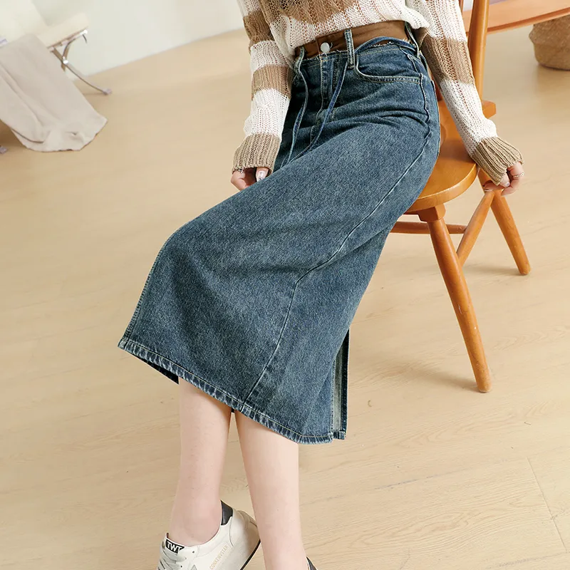 MITUAN Denim Long Skirts Women's-3
