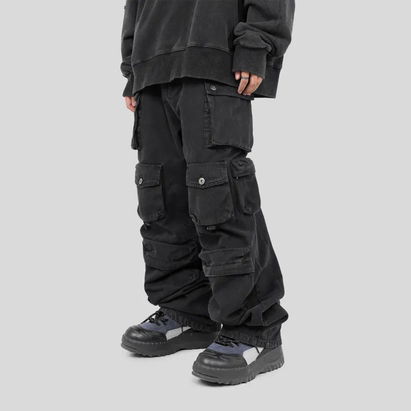 UNDERWATER FW22 Casual Pants Unisex Washed Black-5