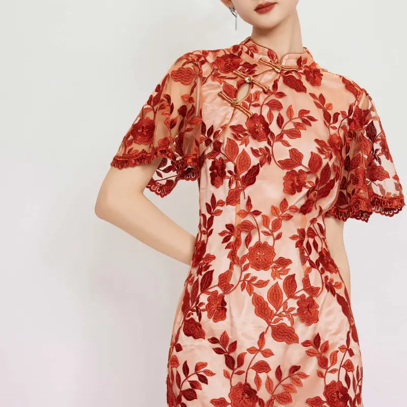 JINYE ORIENTAL Cheongsams Women's Rusty Orange-2