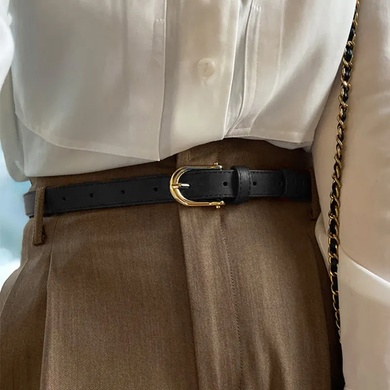VINEY Cow Split Leather Belts Women's Width 1.8cm-4