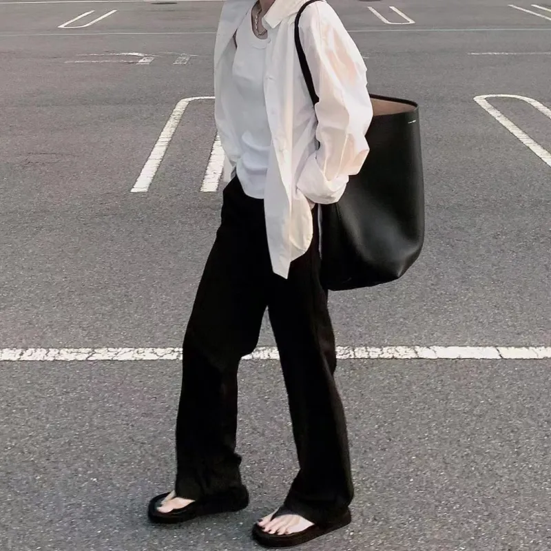YOCAMU Genuine Leather Tote Bag Shopping Bag Bucket Bag Shoulder Bag Large Size Women's Black Khaki White-10