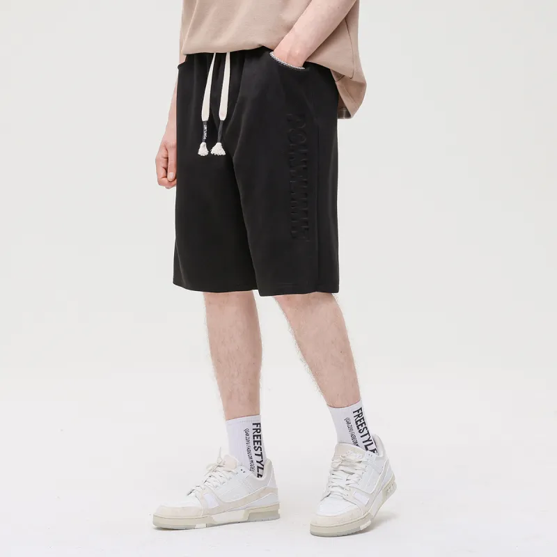 POINTLIMIT Suede 3D Pring Logo Unisex Casual Shorts-3