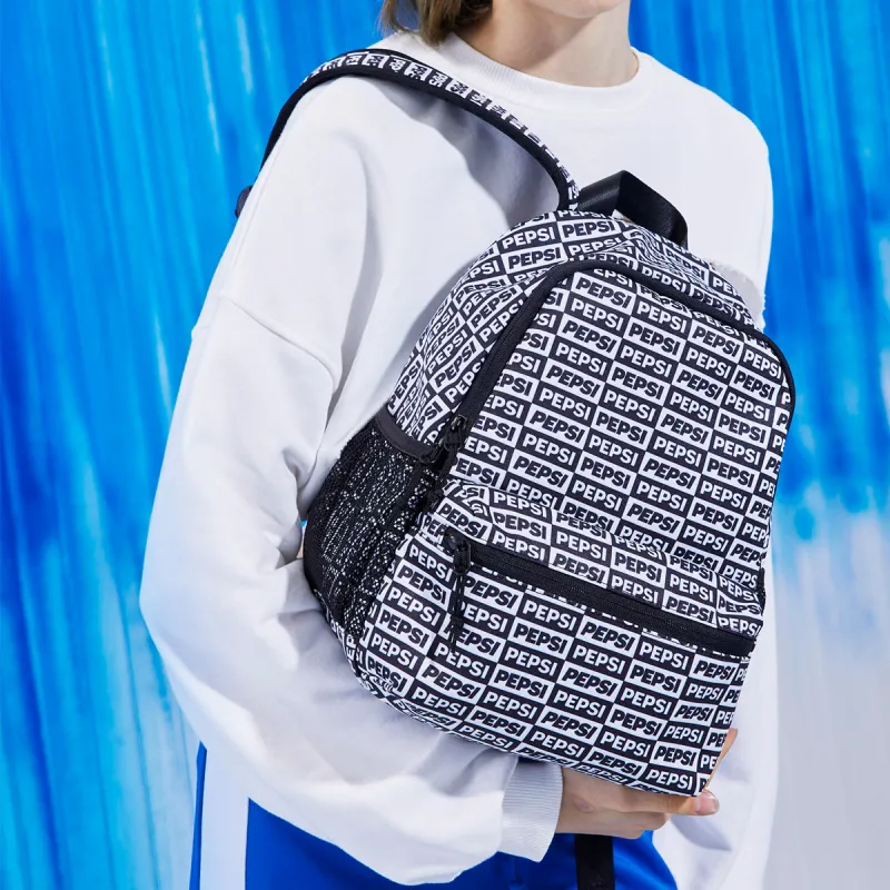 Pepsi Fabric Backpack Regular Unisex Black White-5