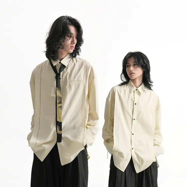 HUANXIANGZHE Shirts Unisex Bright Yellow-2