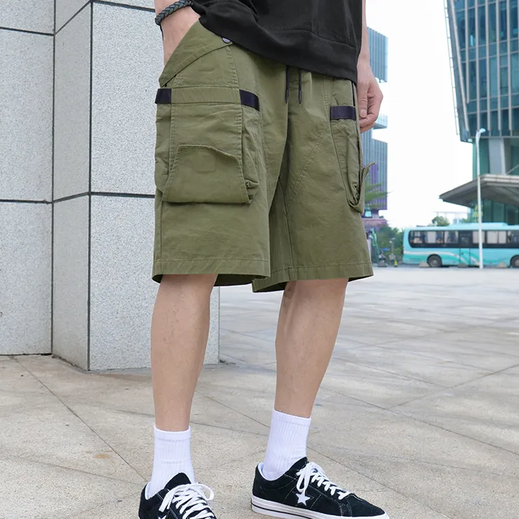 Ricky Tenko Loose Fit Shorts Unisex Army Green-5