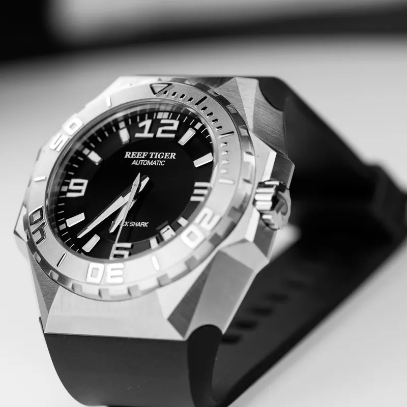 REEF TIGER Black Shark Collection Automatic Mechanical Movement Watch Men's Watches Black Dial RGA6903X JBH-6