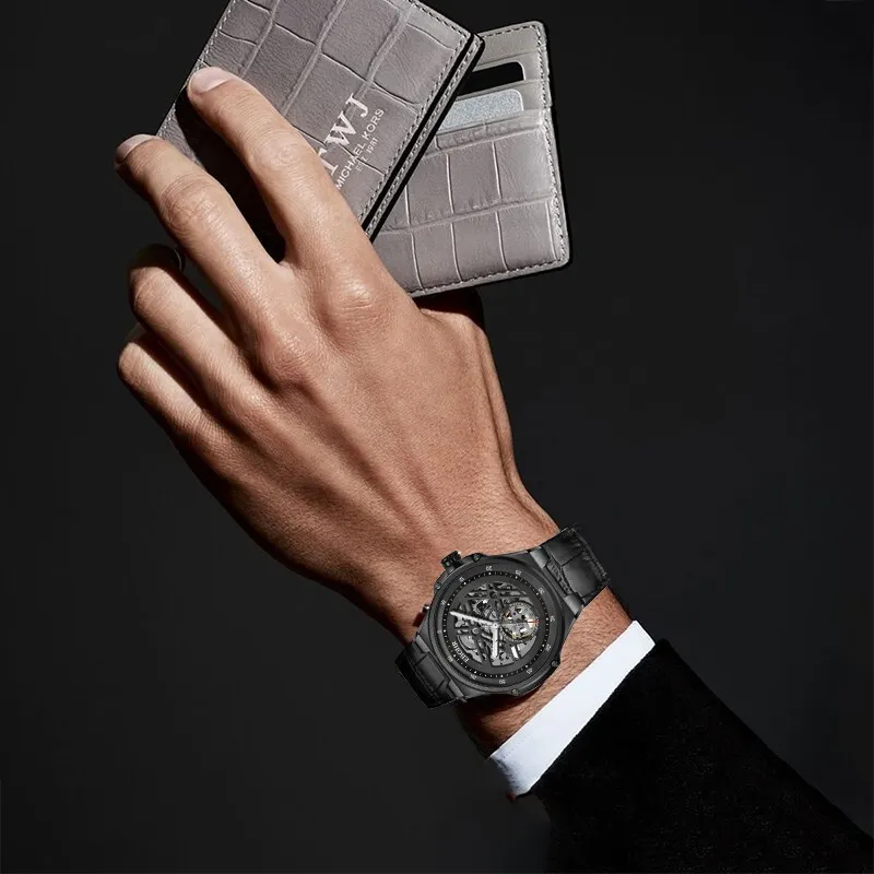 EBOHR Explorer Collection Mechanical Movement Stainless Steel Strap Watch Men's Watches Black Dial 21011216-13