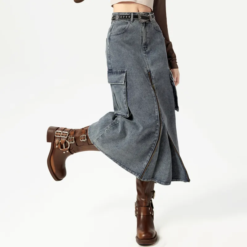EPTISON WOMAN Denim Long Skirts Women's-4