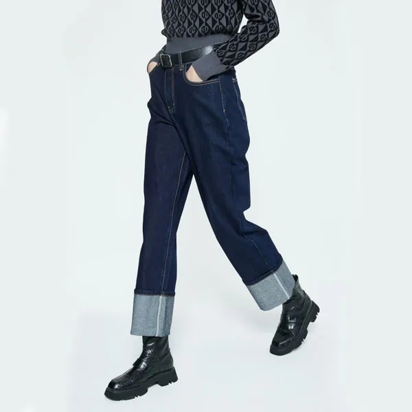 DKNY FW22 Straight Jeans Women's Dark Denim Blue-3