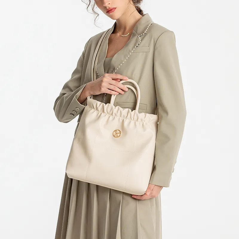 VANESSA HOGAN Cow Leather Shoulder Bag, Tote Bag, Shopping Bag, Handbag Regular Women's Ecru-4