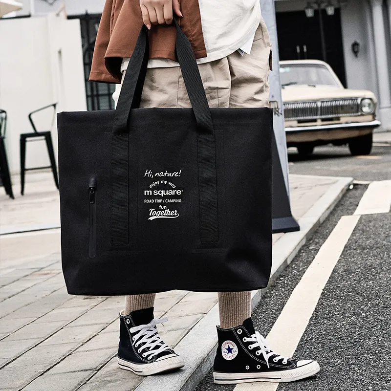 M Square TPU Beach Bag, Tote Bag, Shopping Bag, Shoulder Bag Regular Unisex Black-1