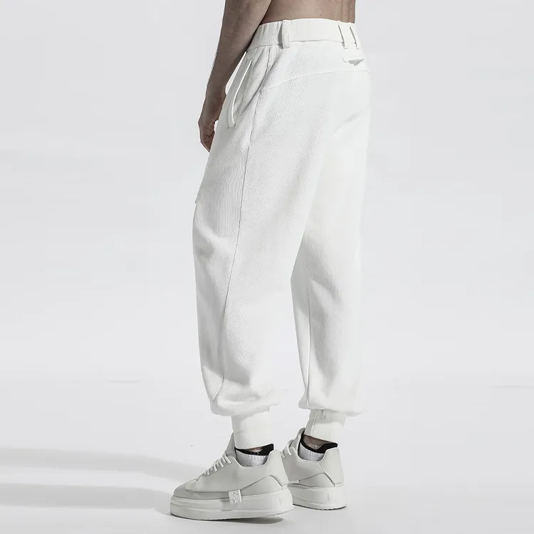 NORVINCY Breathable Elastic Waistband Solid Color Casual Pants Unisex-8