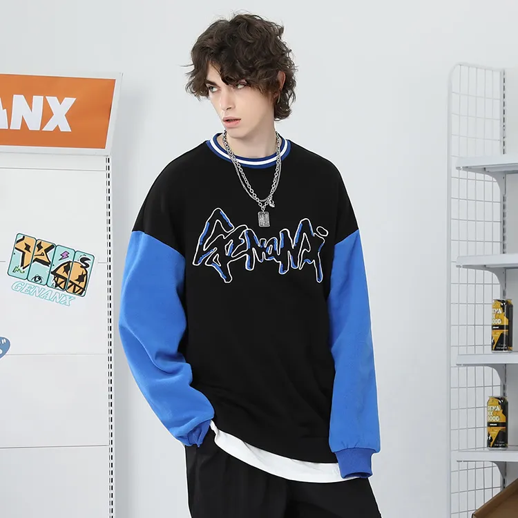 GENANX Sweatshirts Unisex Black Blue-3