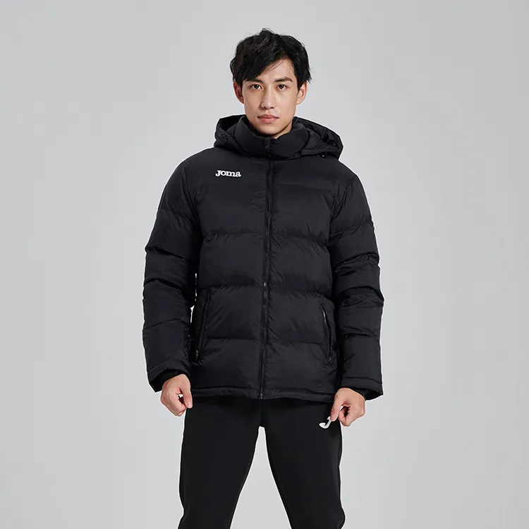 Joma Solid Color Hooded Down Jacket Men's Black-2