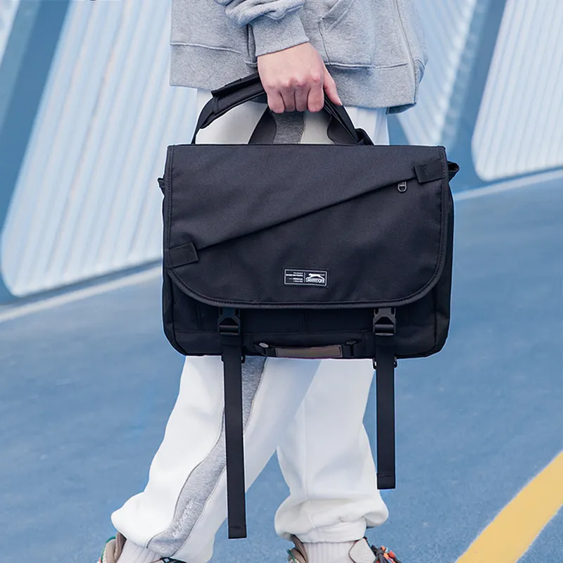 Slazenger Fabric Messenger Bag Laptop Bag Handbag Shoulder Bag Crossbody Bag Regular Men's Black Gray Color-6