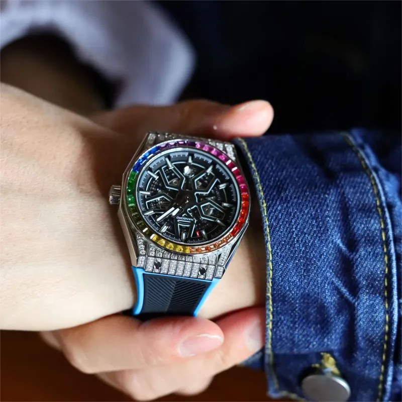 HANBORO Big Explosion Collection Automatic Mechanical Movement Watch Men's Watches Cut-Out Dial HBR9010-CL-3