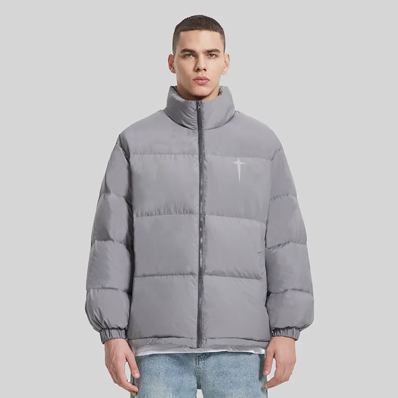 BTW Stand Collar Without Hood Loose Fit Down Jacket Unisex-9
