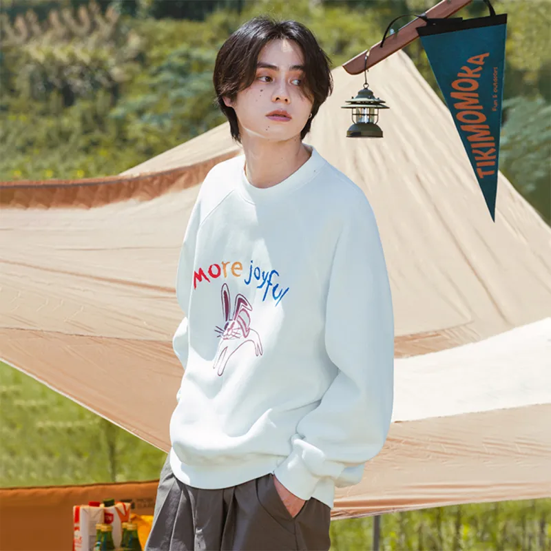 TIKIMOMOKA Cokein Crew Neck Loose Fit Sweatshirt Unisex White-2