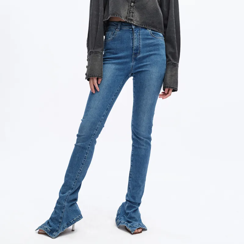UOOYAA Slim Fit Pants Jeans Women's Blue-2