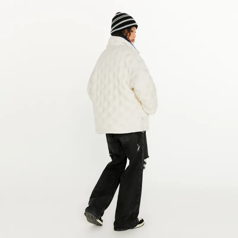 BEASTER Solid Color Stand Collar Without Hood Loose Fit Thickened Down Jacket Unisex-7