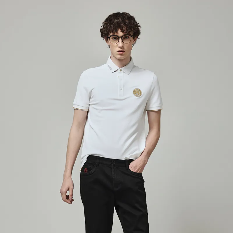 RARE Short Sleeved Polo Shirt T Shirt Men's White-4