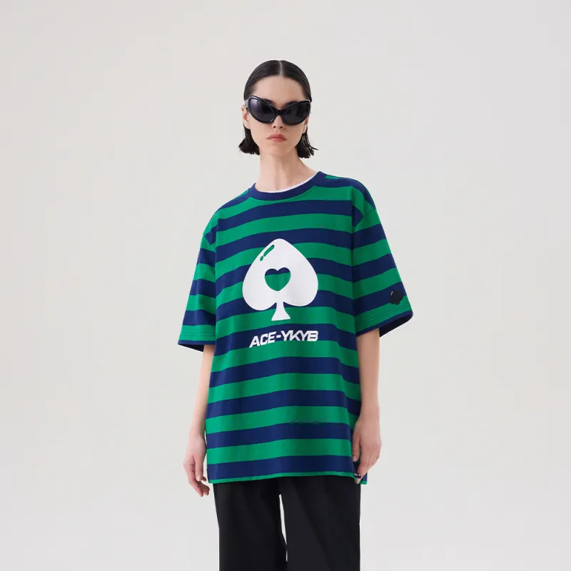 YK&YB T Shirts Unisex Blue Green Stripes-4