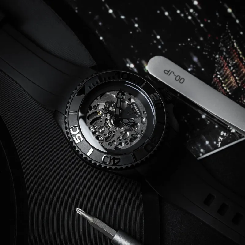 VENCREW Leviathan [Black Warrior] Automatic Mechanical Movement Watch Unisex Cut-Out Dial-2