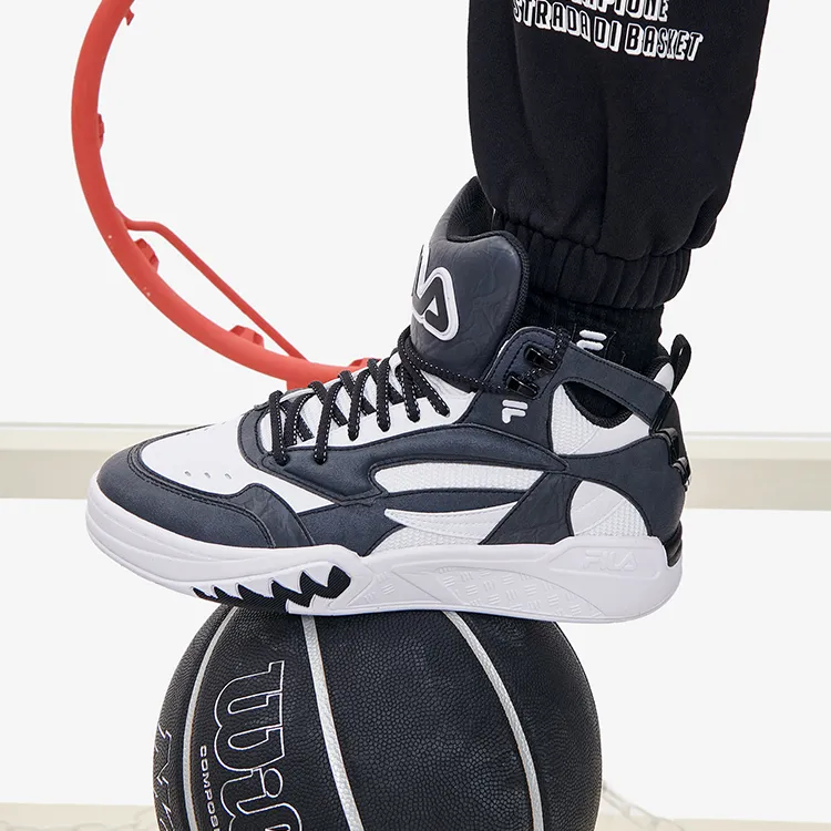 FILA FUSION DESPERADO Fugitive Anti Slip Wear Resistant Mid Top Vintage Basketball Shoes Men's FILA White Black-7