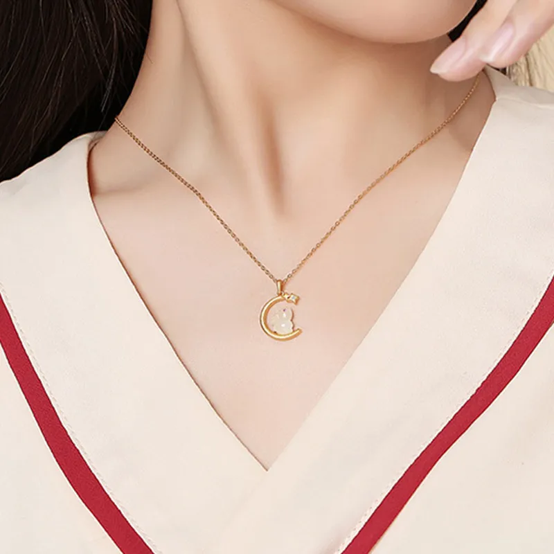 LISM Necklaces Women's Star Moon Cute Rabbit Necklace-2