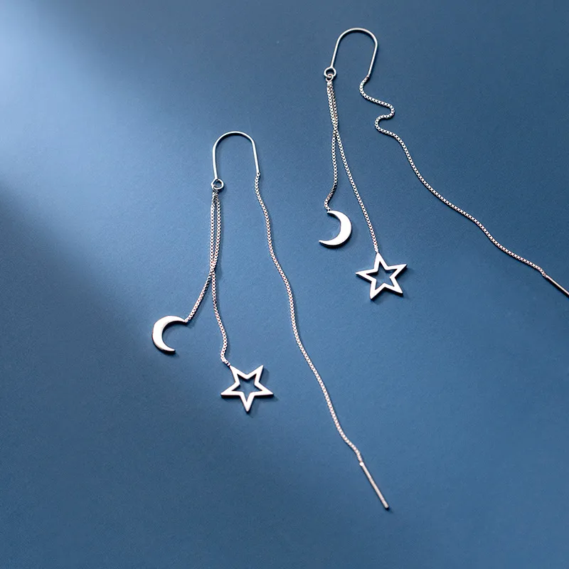 SENDME Drop Earrings Women's Stars Moon Tassel Earrings-2