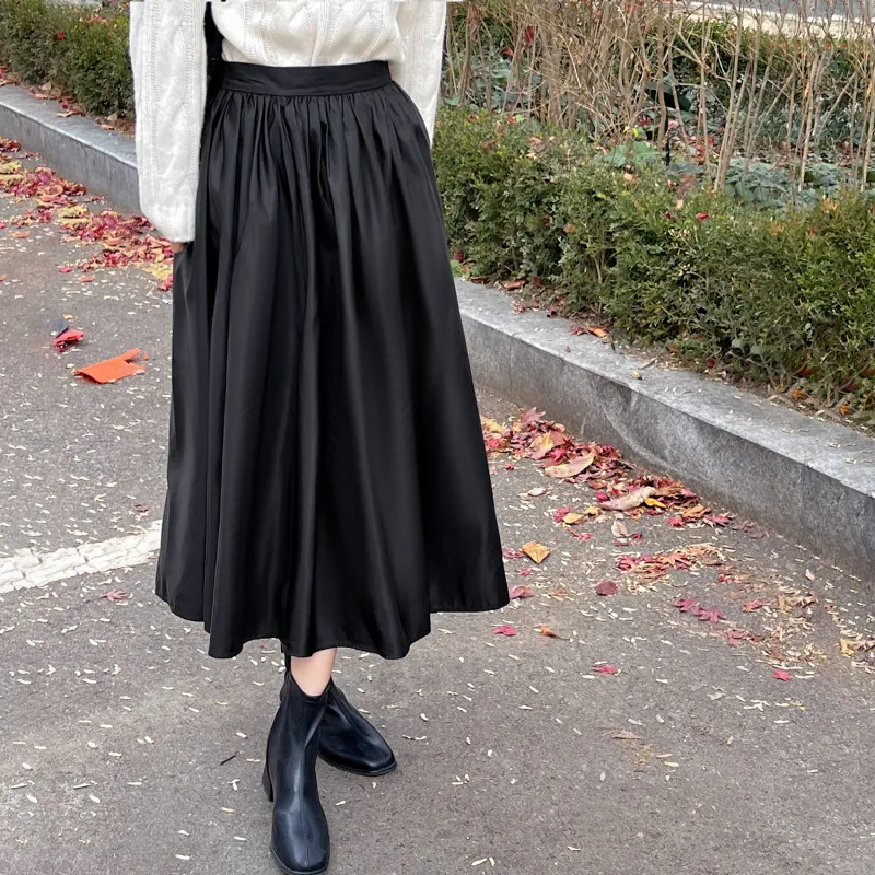 Fstudio Casual Long Skirts Women's Black-2