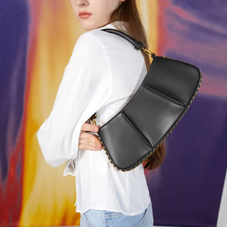 CHARLES&KEITH PU Shoulder Bag Women's Yellow/Chocolate/Black-4