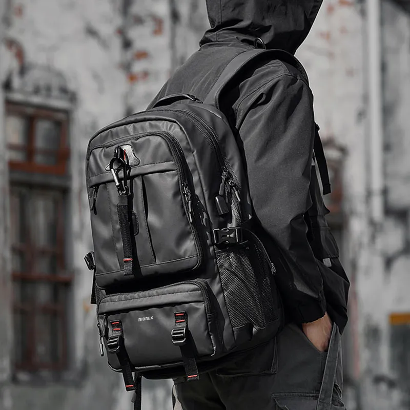 RIOREX Polyester Hiking Bag Travel Bags Backpack Regular Unisex Black-4
