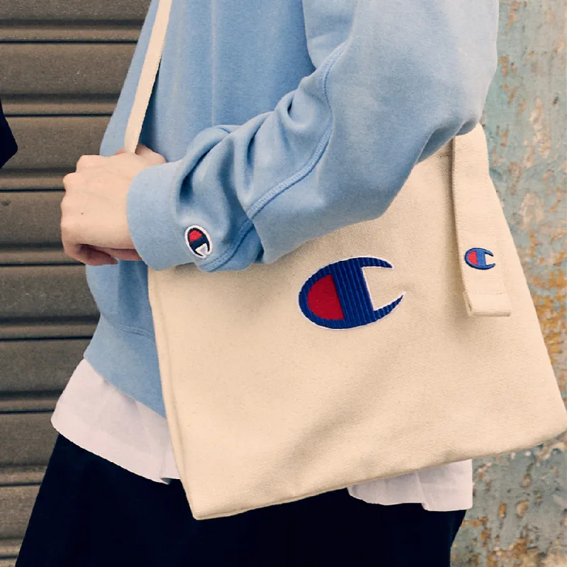 Champion Canvas Canvas Tote Bag Tote Bag Shopping Bag Shoulder Bag Crossbody Bag Unisex Black/Beige-3