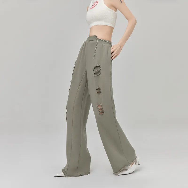 LA CRAWFISH Straight Casual Pants Women's Army Green-5