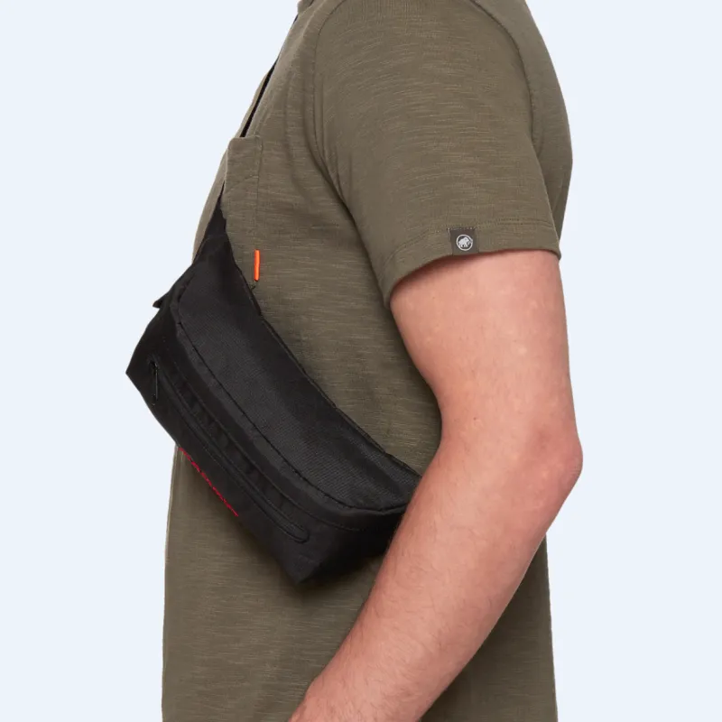 MAMMUT Polyester One Shoulder Crossbody Slanted Fanny Pack Small Size Unisex Black-4