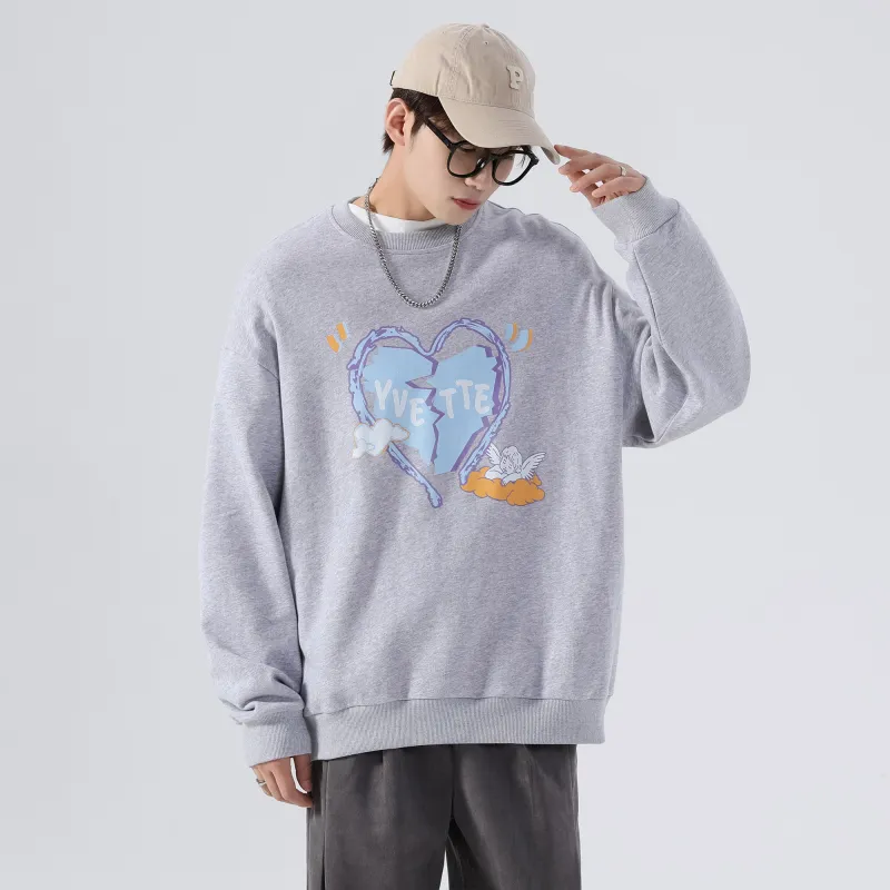 Yvette Crew Neck Loose Fit Sweatshirt Unisex Heather Gray-2