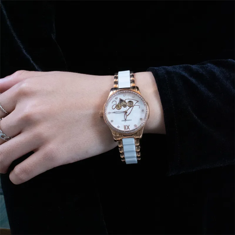HANBORO Automatic Mechanical Movement Watch Women's Watch White Dial HBR88794-MG-6