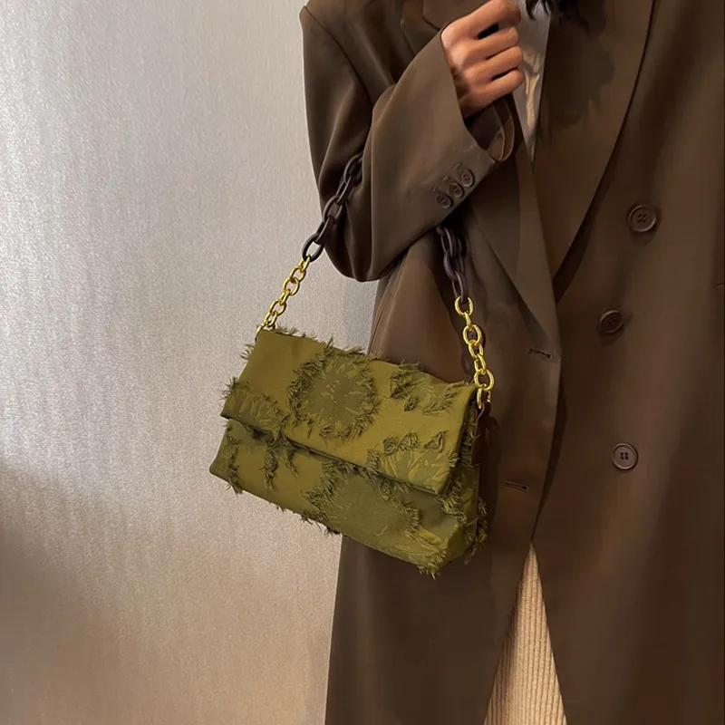 JANE KLAIN Canvas Bag, Small Square Bag, Shoulder Bag, Crossbody Bag Regular Women's Green-2