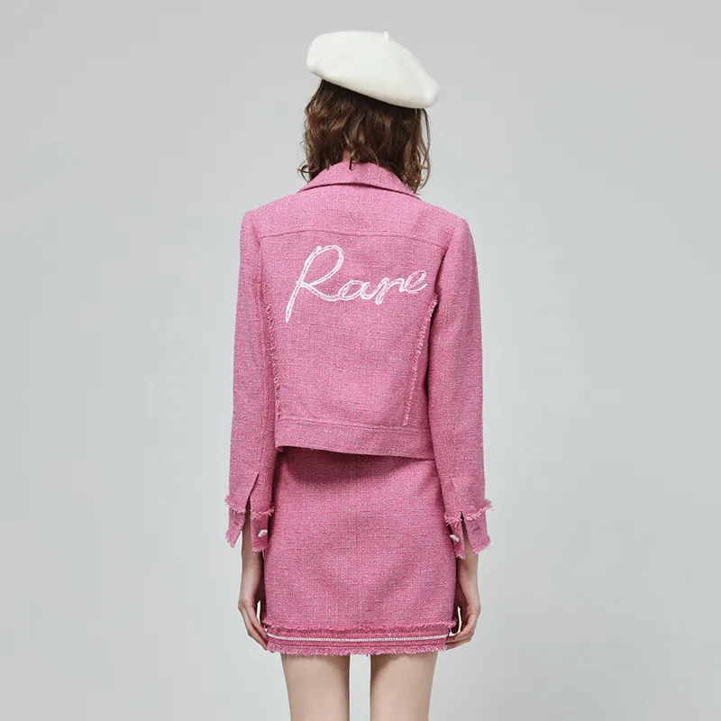 RARE Cropped Coats Women's Rose Red-3