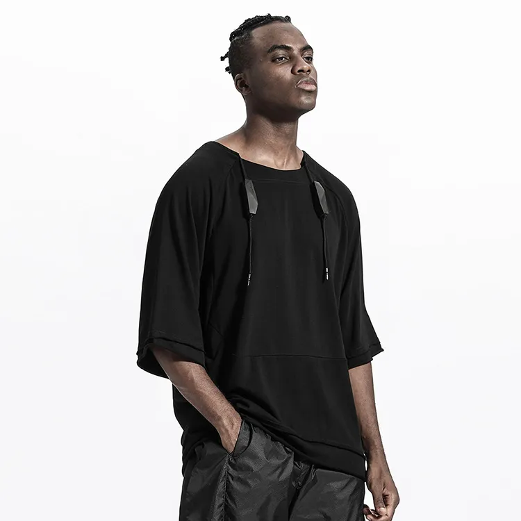NORVINCY Breathable Solid Color 100% Cotton Elbow Length Sleeved T Shirt Unisex-2