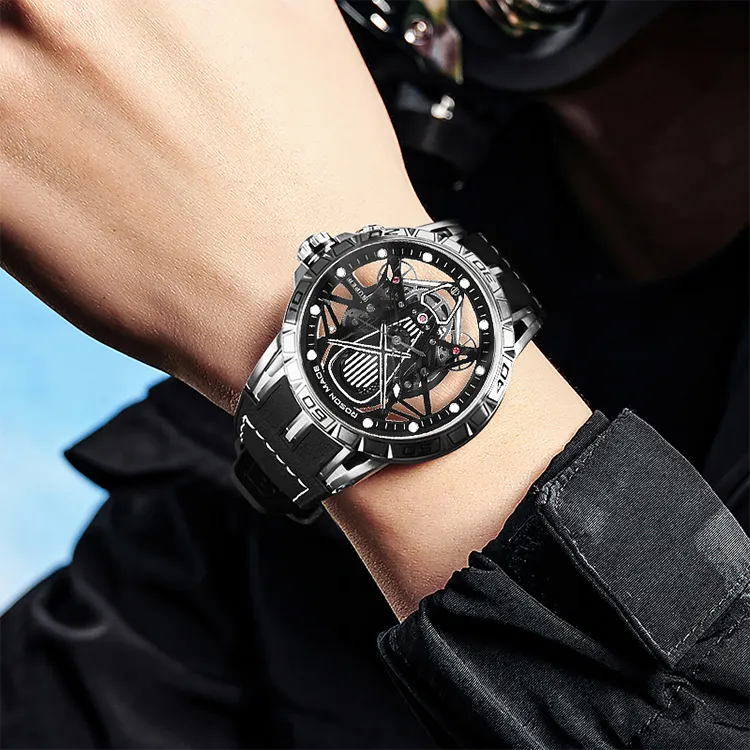 ROSDN Thunder Racing Collection Automatic Mechanical Movement Watch Men's Watches Black Dial G2713-4