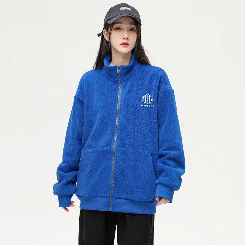 SCRM Stand Collar Loose Fit Cardigan Sweatshirt Unisex-12