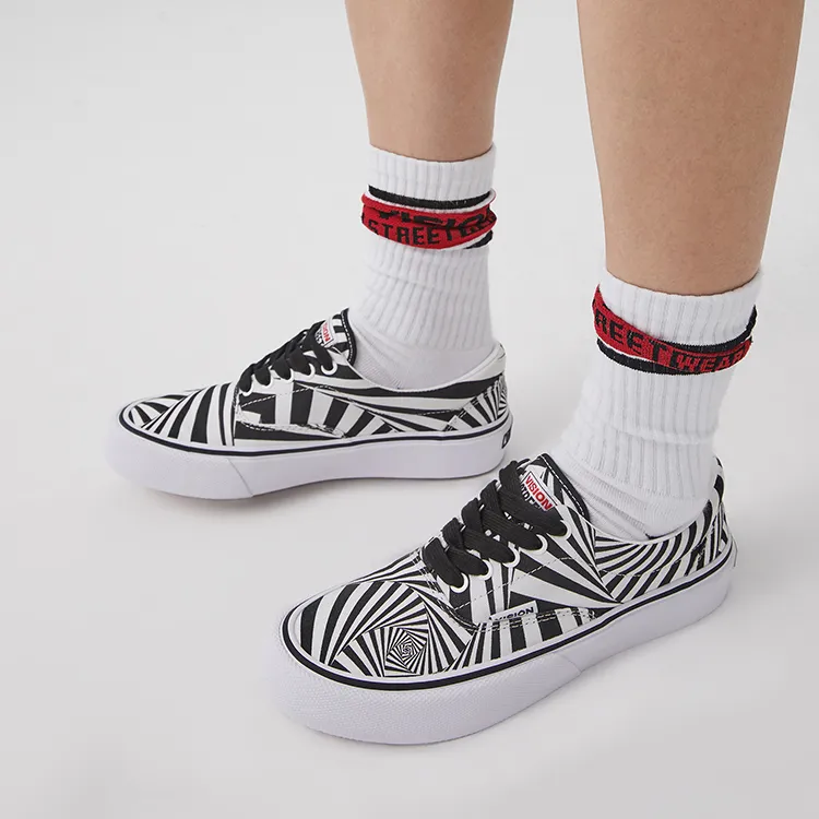 Vision Street Wear Wear Trainers Plus Collection Slip Resistant Cushioning Low Top Skateboard Shoes Unisex White Black-8