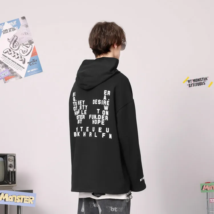 Bt Hooded Loose Fit Regular Sweatshirt Unisex Black-6