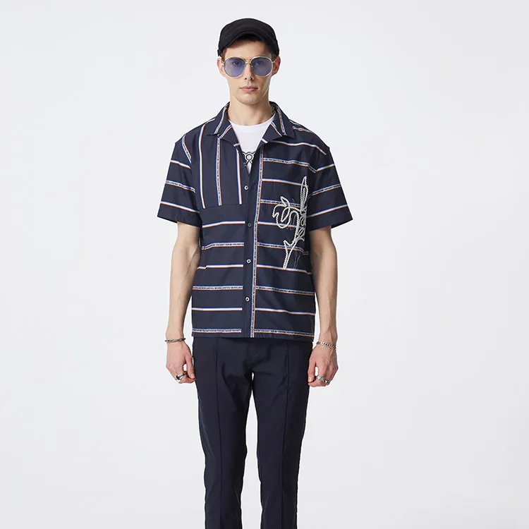 DAVID NAMAN Shirts Men Navy Blue-2