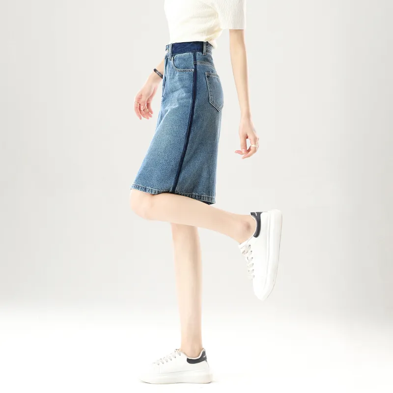 HIPPIEMISS Denim Long Skirts Women's Vintage Blue-4