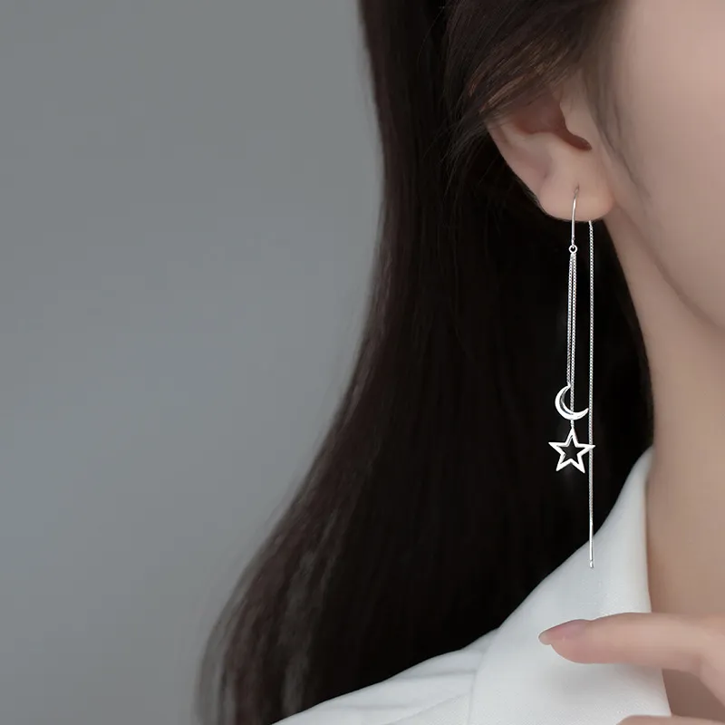 SENDME Drop Earrings Women's Stars Moon Tassel Earrings-1